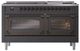 Ilve® Nostalgie II Noblesse 60'' Graphite Matte Pro Style Dual Fuel Range with Burnished Trim-1