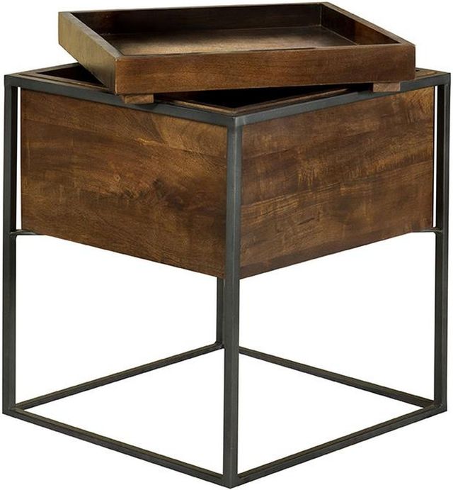 Coaster® Ondrej Dark Brown  Accent Table with Gunmetal Base-0
