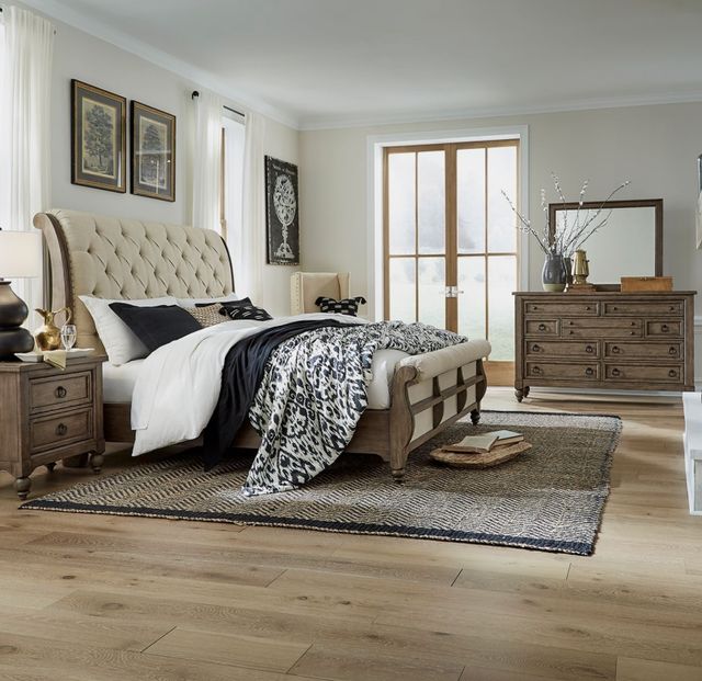 Liberty Furniture Americana Farmhouse 4-Piece Dusty Taupe Queen Sleigh Bedroom Set with Nightstand-1