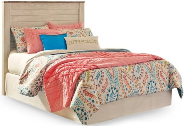 Signature Design by Ashley® Willowton 5-Piece Whitewash Full Panel Headboard Bedroom Set-1
