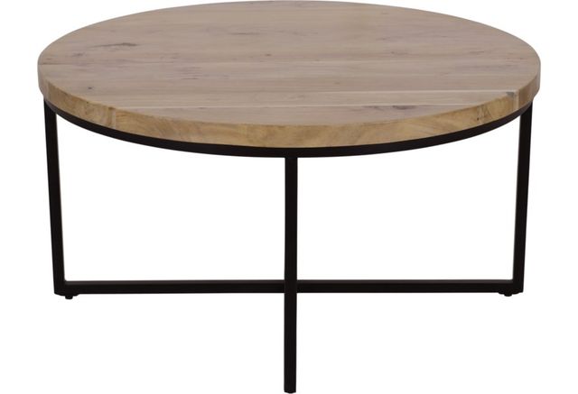 Jofran Inc. Ames Natural Round Coffee Table with Black Base-2