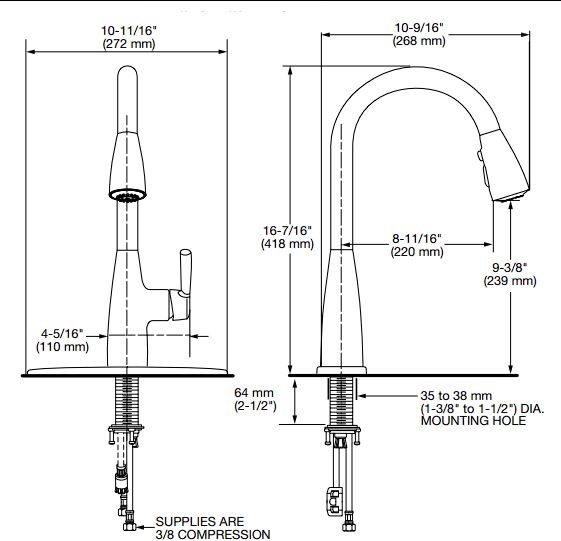 American Standard Hillsdale Stainless Steel Single-Handle Pull-Down Dual Spray Kitchen Faucet-4