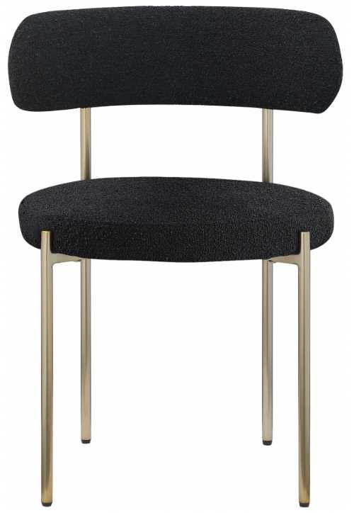Meridian Furniture Beacon Black/Brushed Brass Boucle Upholstered Dining Chair-1