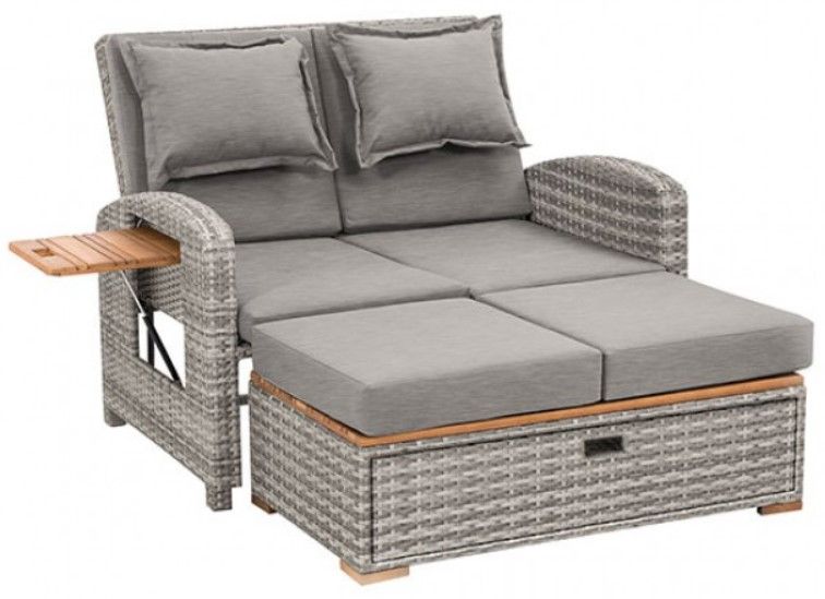 Furniture of America® Bahia Tobago Gray Fabric/Teak Outdoor Chaise