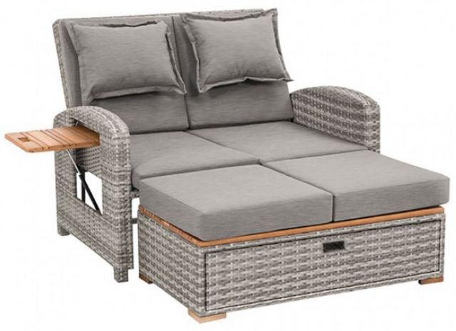 Furniture of America® Bahia Tobago Gray Fabric/Teak Outdoor Chaise-0