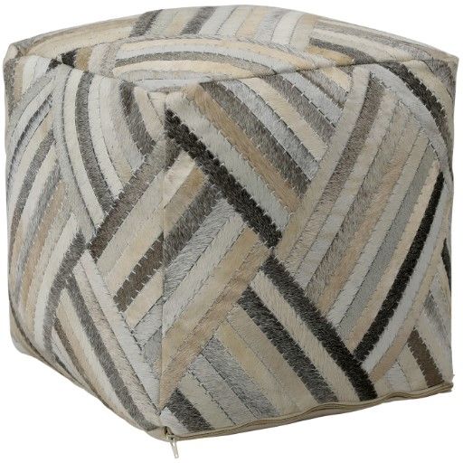 Dovetail Furniture Edith Brown/Gray/Natural Pouf-0