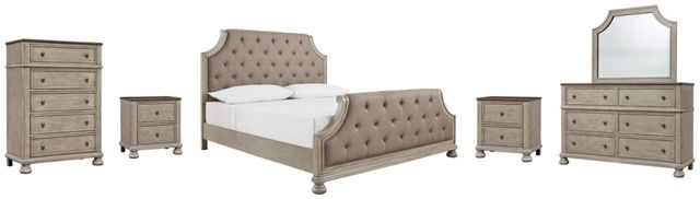 Benchcraft® Falkhurst 6-Piece Gray California King Panel Bed Set-0