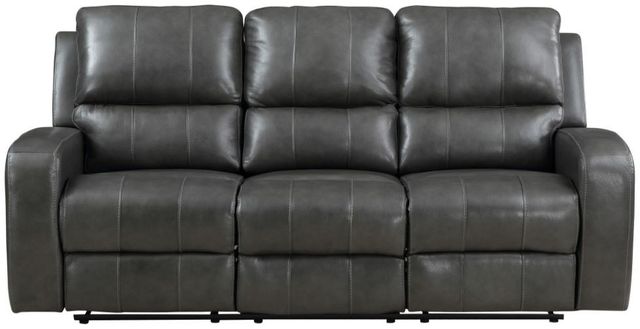 New Classic® Home Furnishings Linton Dark Gray Dual Manual Reclining Sofa-1