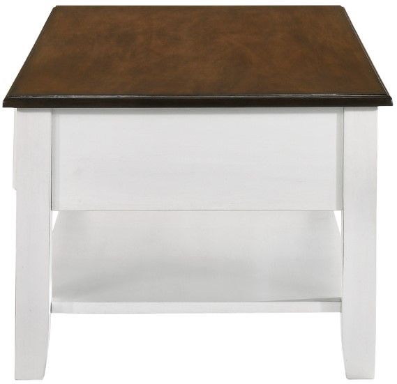 New Classic® Home Furnishings Evander Cream Coffee Table with Brown Top -2