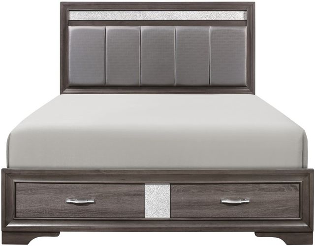 Homelegance® Luster Gray Eastern King Upholstered Storage Platform Bed-2