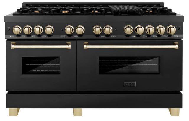 ZLINE Autograph Edition 60" Black Stainless Steel Pro Style Dual Fuel Range-0