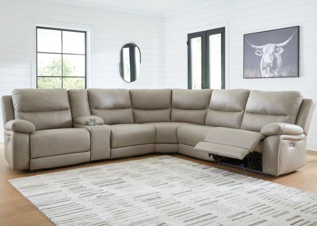 Signature Design by Ashley® Brannigan 5-Piece Pebble Power Reclining Sectional with Storage Consoles-4