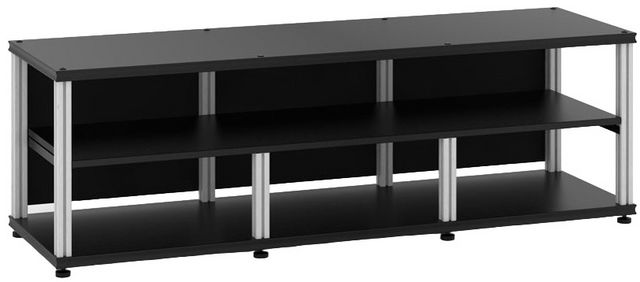 Salamander Designs® Synergy System Black Oak 1-Shelf Triple AV Cabinet with Aluminum Post-0