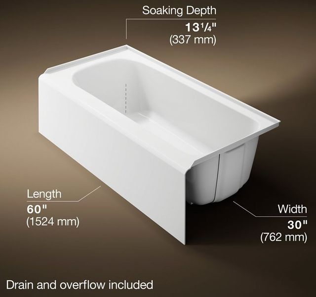 KOHLER® Avec® 60" x 30" Alcove Bath - Right Drain-4