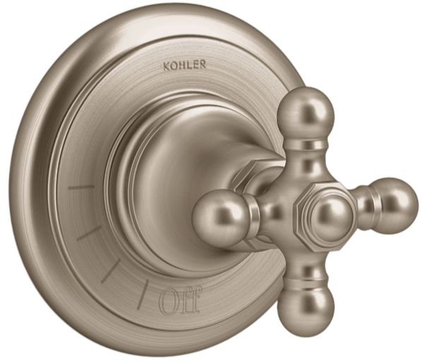 KOHLER® Artifacts® MasterShower® Vibrant Brushed Bronze Volume Control Valve Trim with Cross Handle-0