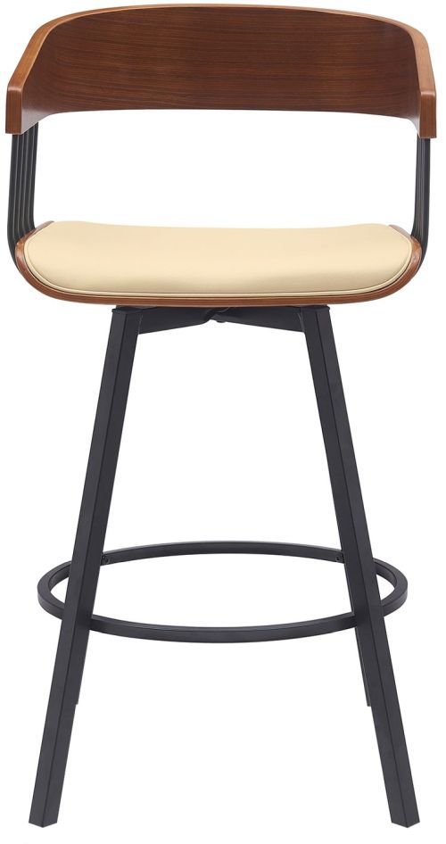Armen Living Athena Black/Cream/Walnut Swivel Bar Stool-3
