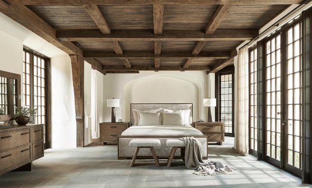 Bernhardt Casa Paros Playa/White King Upholstered Panel Bed-1