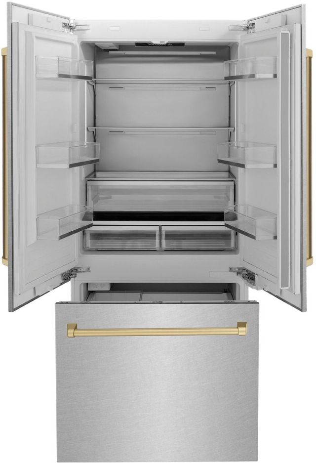 ZLINE Autograph Edition 36" 19.6 Cu. Ft. Satin Stainless Steel Built-In French Door Refrigerator-1
