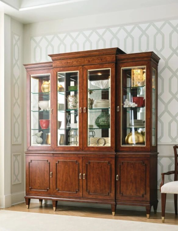 American Drew® Addison Andover Breakfront Cherry/Walnut Cabinet-1