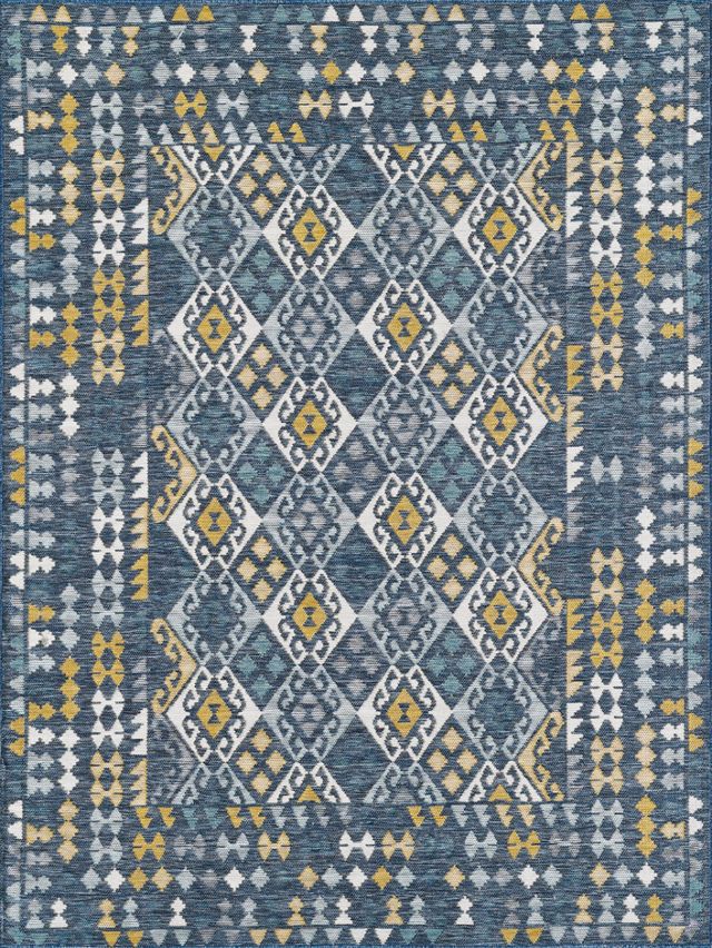 KAS Rugs Dahlia Blue Mosaic 5'x7' Area Rug-2