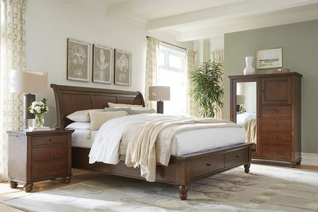 aspenhome® Cambridge Classic Cherry California King Sleigh Storage Bed-1