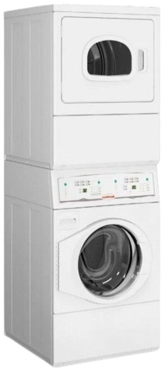 Speed Queen® Commercial 3.42 Cu. Ft. Washer, 7.0 Cu. Ft. Dryer White Stack Laundry-1