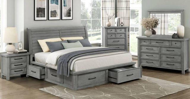 Homelegance® Logandale Antique Gray King Sleigh Storage Bed-1