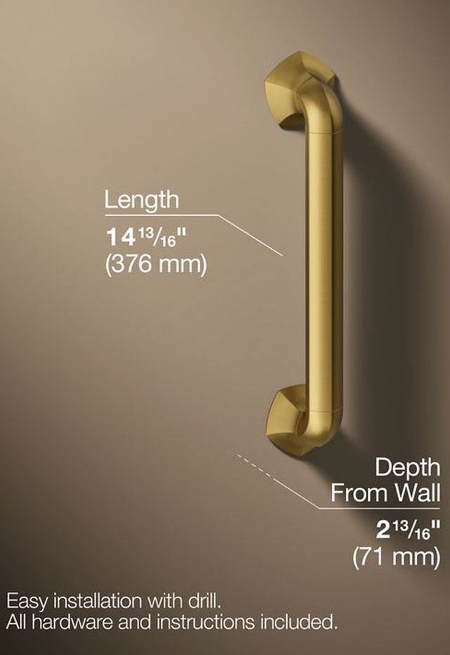 KOHLER® Occasion® Vibrant Brushed Moderne Brass 12" Grab Bar-1