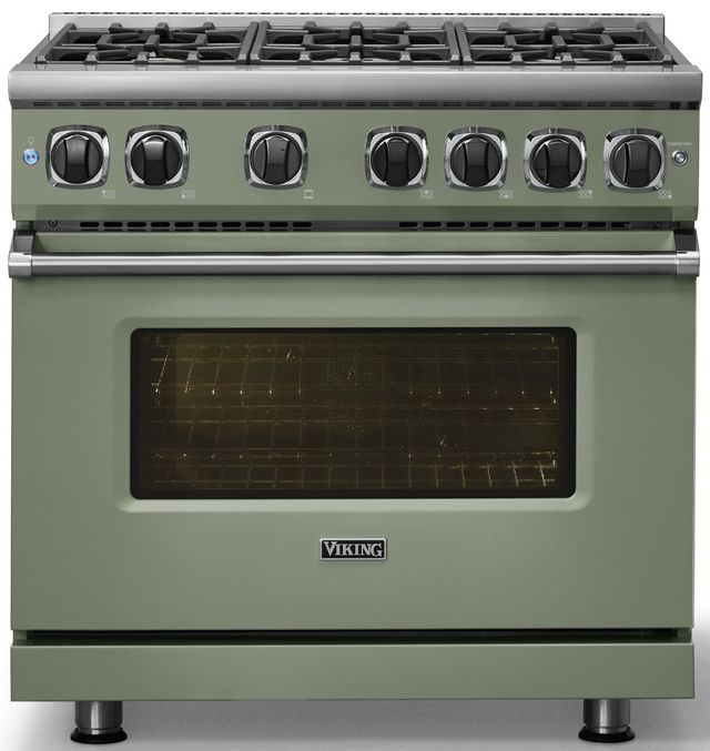 Viking® 7 Series 36" Eucalyptus Pro Style Natural Gas Range-2