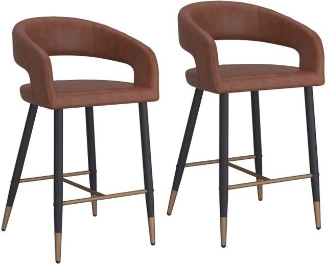 Worldwide Homefurnishings Inc. Crimson 2-Piece Black/Saddle Counter Stool Set-0