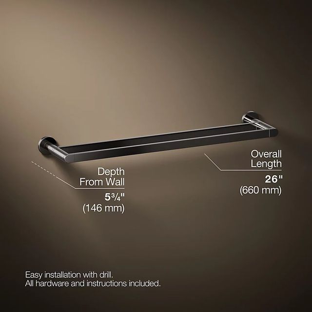 KOHLER® Composed® Vibrant Titanium 24" Double Towel Bar-2
