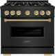 ZLINE Classic Autograph Edition 36" Black Stainless Steel Pro Style Dual Fuel Range with Champagne Bronze Accents-0
