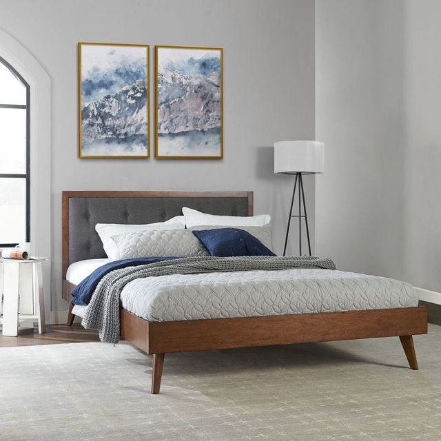 Linon Kit Gray/Walnut Queen Panel Bed -3
