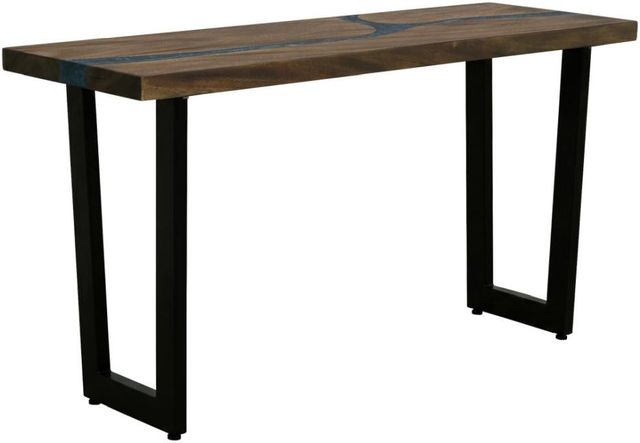 International Furniture Direct Zaphiro Brown Top Sofa Table with Black Base-0