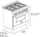 ZLINE 36" Satin Stainless Steel Pro Style Dual Fuel Range with White Matte Door-2