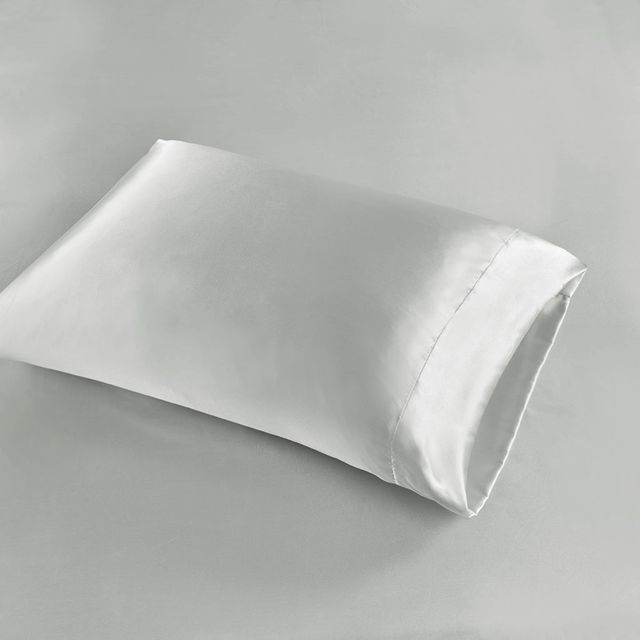 Olliix by Madison Park Essentials Satin 6 Pieces Light Grey Queen Wrinkle-Free Luxurious Sheet Set-3