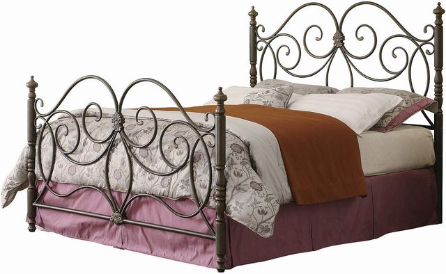 Coaster® London Dark Bronze Queen Metal Scroll Bed-0