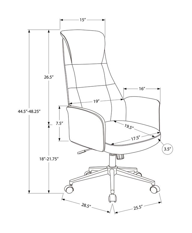 Monarch Specialties Inc. Black Leather-Look High Back Executive Office Chair with Headrest-3