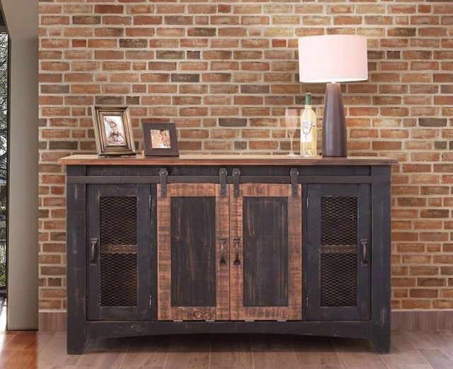 International Furniture Direct Pueblo Brown/Weathered Black 60" TV Stand-1