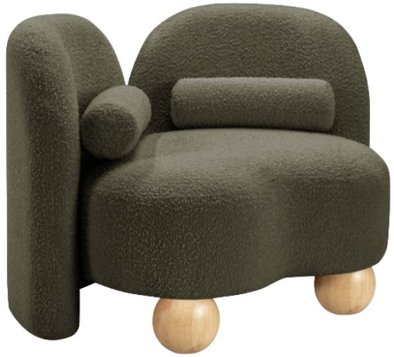 Meridian Furniture Daphne Olive Boucle Fabric Accent Chair-1