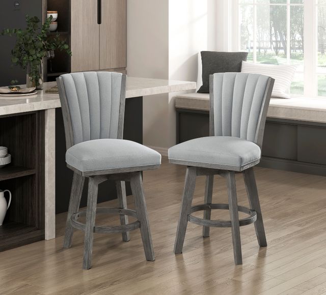 Homelegance® Corvallis Gray/Wire Brushed Gray Swivel Counter Height Chair-1