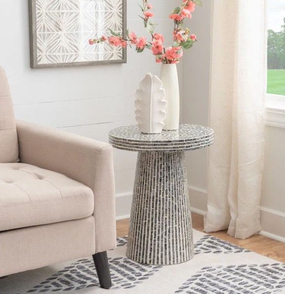 Linon Capiz Black Side Table-1