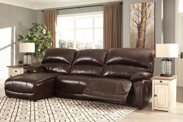 Signature Design by Ashley® Hallstrung 3-Piece Chocolate Power Reclining Power Reclining Left-Arm Facing Sectional and Chaise-1