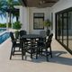 Outdoor 5 Piece Dining Set - 40" Round Counter Height Table with 4 Chairs - Black-0