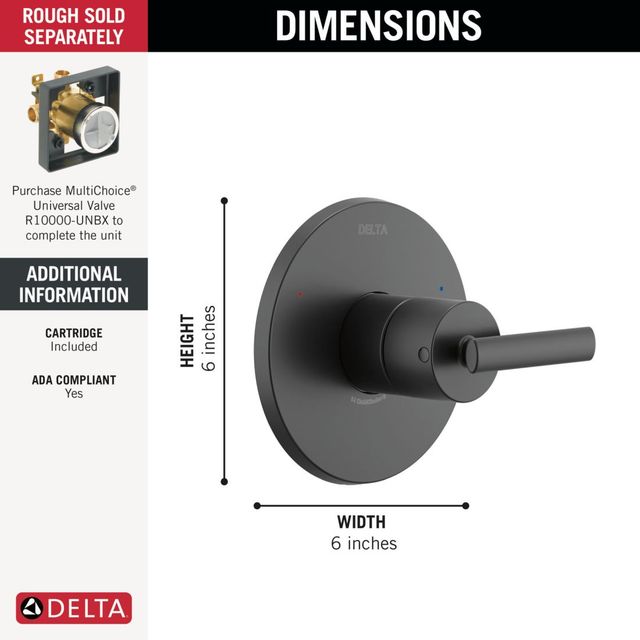Delta Altado™ Monitor® 14 Series Matte Black Valve Only-1