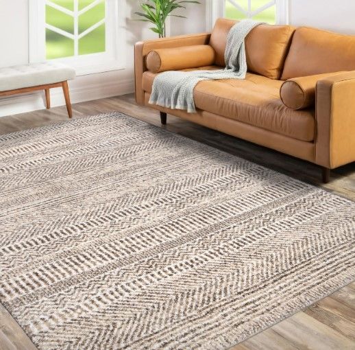 Orian Cloud 19 African Cloth Beige 5'x8' Area Rug-4