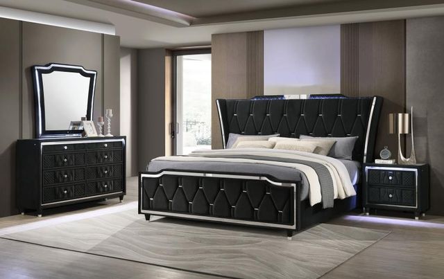 Coaster® Lorient 4-Piece Black Eastern King Bedroom Set-1