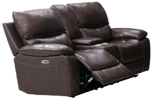 Mazin Furniture Gilbert Brown Power Reclining Loveseat with Center Console-1