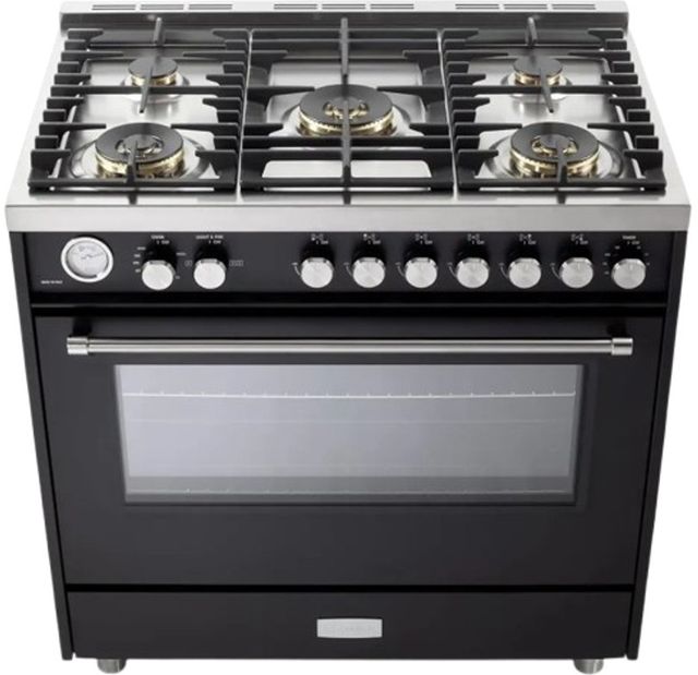 Verona® Ultima 36" Matte Black Pro Style Gas Range-2