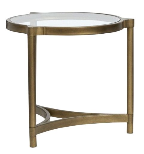 Magnussen Home® Cassidy Volakas Classic Round End Table with Aged Brass Base -3
